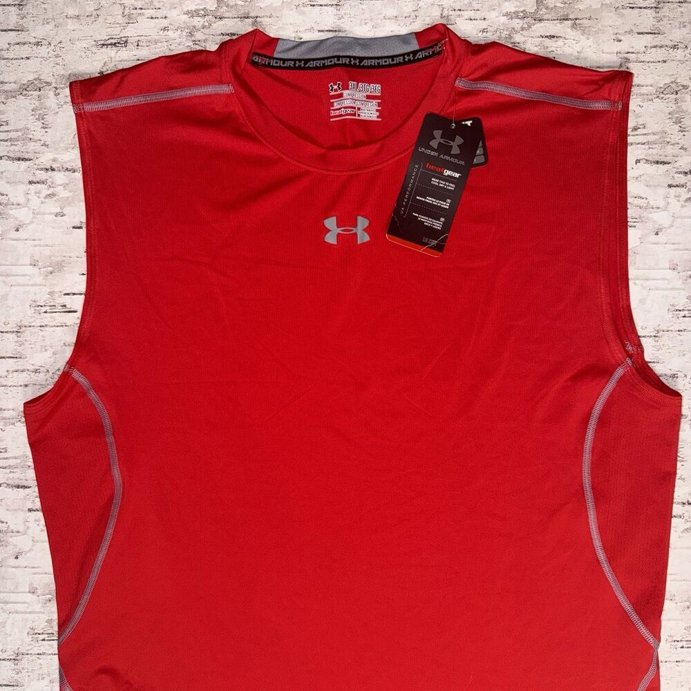 NWT Under Armour HeatGear Compression Sleeveless Shirt Men’s 3XL Red Tank Top